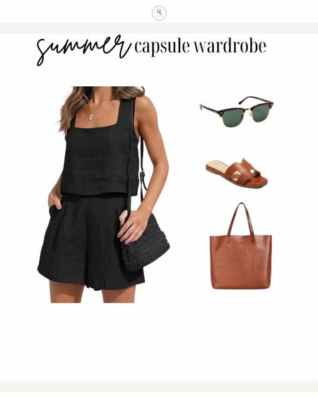 Summer is almost here! Summer and late spring outfit ideas from the summer capsule wardrobe. I love an easy two piece set for the summer. Here is an Amazon favorite in black (I have the white in the pants version and love it!).

Here is the summer capsule checklist to make getting dressed easy this summer: 

basic white t-shirt (cropped from madewell)
ribbed tanks  (black + white)
blazers  (black + white)
striped t-shirt
button downs (white + blue)
Amazon two-piece linen set (short or long)
AG denim shorts
Levi’s ribcage white denim jeans
H&M trouser shorts (white + black)
Agolde wide leg denim jeans in disclosure 
cognac sandals (Hermes dupe at target)
black slides
woven heels
fashion sneakers
sunglasses (tortoise + black)
Madewell classic cognac tote
Madewell black mini handbag
Madewell straw bag
Amazon or Left on Friday black swimsuit
Abercrombie swimsuit cover-up

Summer outfits women, summer outfits casual, summer outfits cute, summer outfits classy, resort outfits, summer outfits for mom, summer capsule wardrobe, summer capsule women, summer outfits for work, summer outfits trendy, beach summer outfits, summer outfits jeans, white jeans summery, outfits with trouser shorts, summer outfits for vacation, vacation outfits, summer shorts, what to wear this summer, key staples to wear this summer, summer tops, summer shorts, summer looks 



#LTKSeasonal #LTKxMadewell