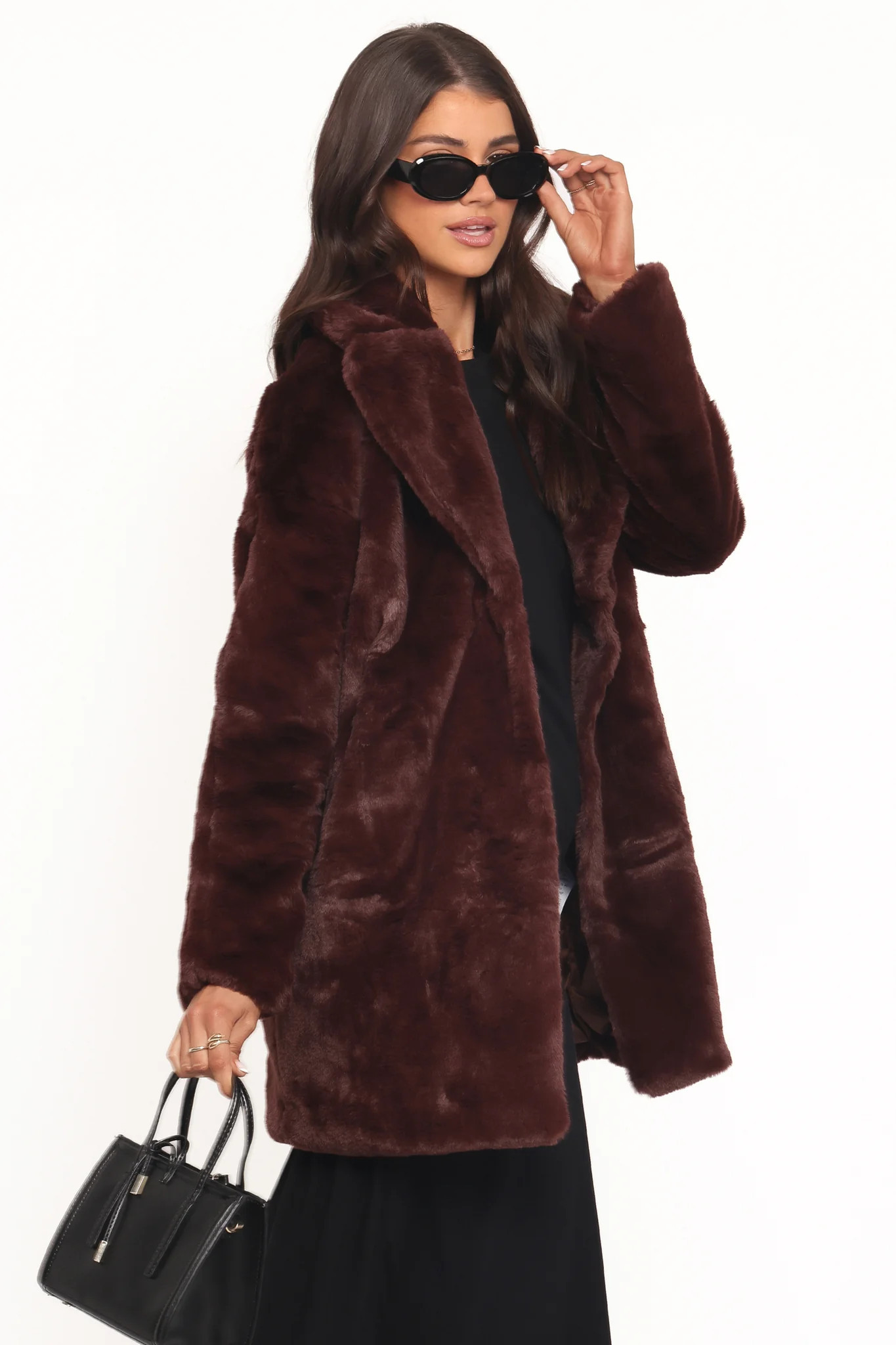 Meeka Faux Fur Jacket - Burgundy | Petal & Pup (US)