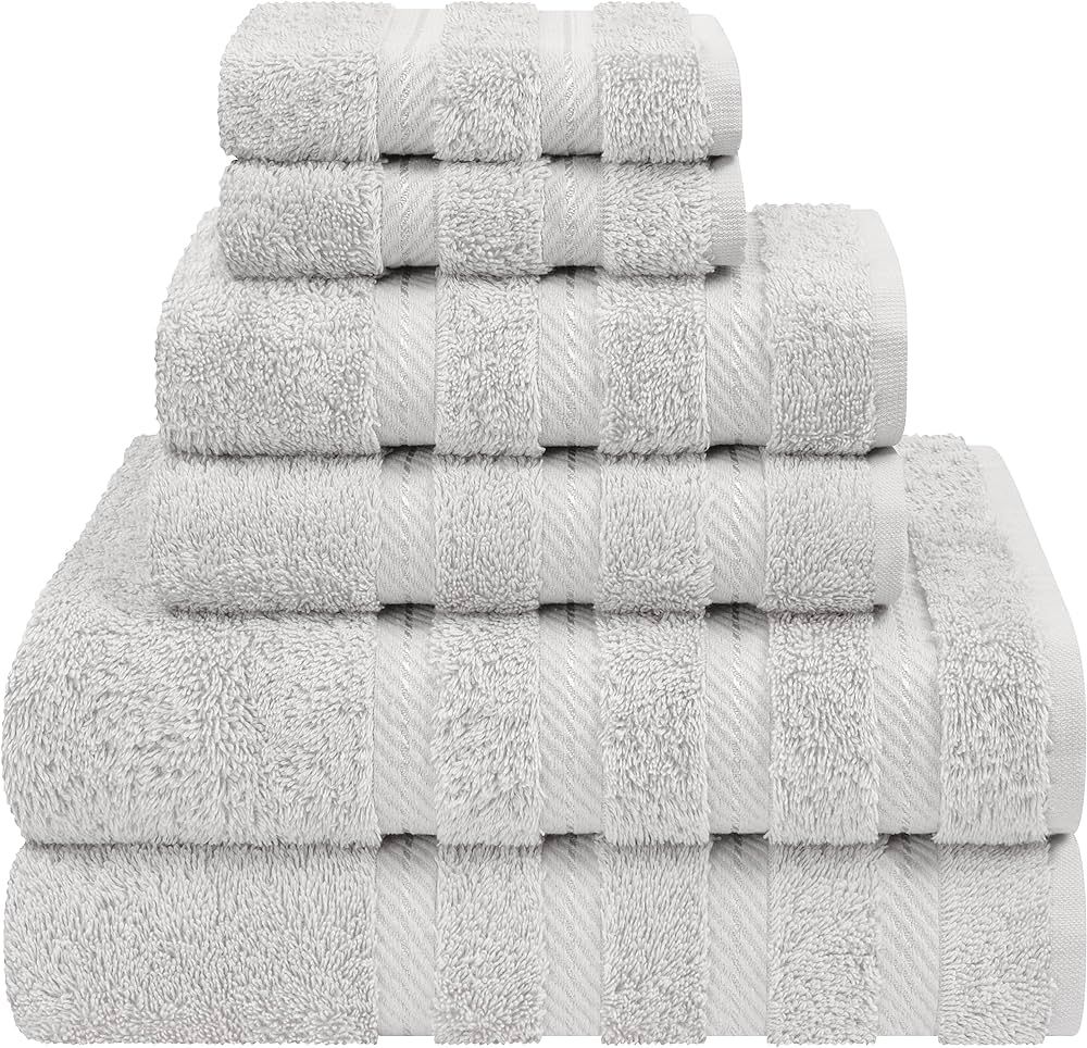 American Soft Linen Luxury 6 Piece Towel Set, 2 Bath Towels 2 Hand Towels 2 Washcloths, 100% Cott... | Amazon (US)