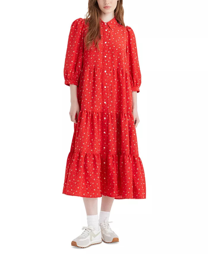 Women's Cynthia Button-Front A-Line Midi Dress | Macy's