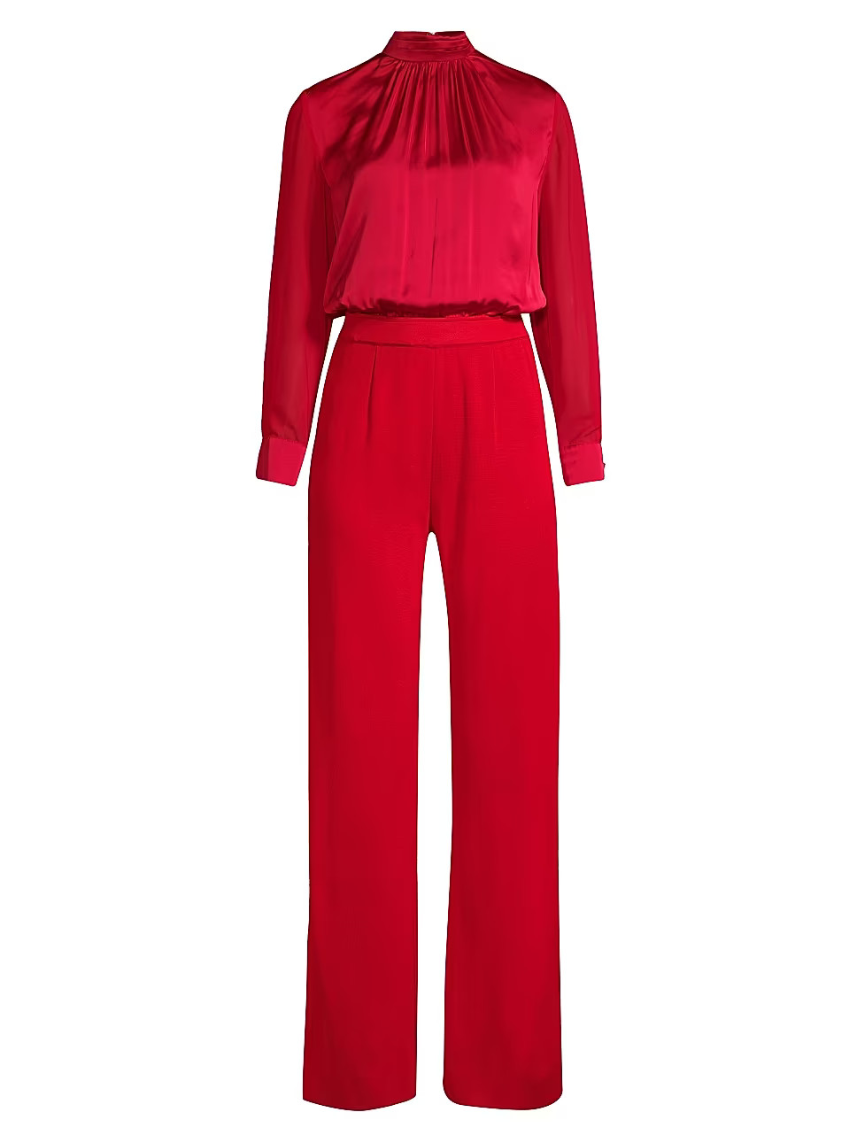 Tie-Neck Long-Sleeve Jumpsuit | Saks Fifth Avenue
