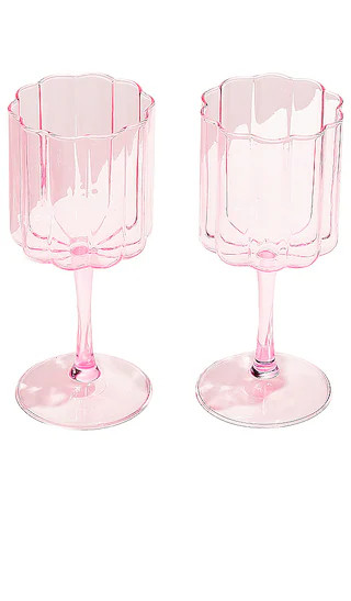 Wave Wine Glasses Set of 2 in Pink | Revolve Clothing (Global)