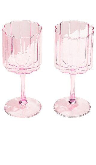 Wave Wine Glasses Set of 2 in Pink | Revolve Clothing (Global)