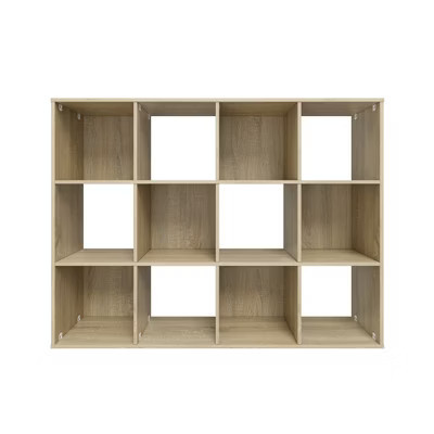 Homez 34.96 in. Tall Natural Oak Wood 3-Shelf Etagere Bookcase | Target