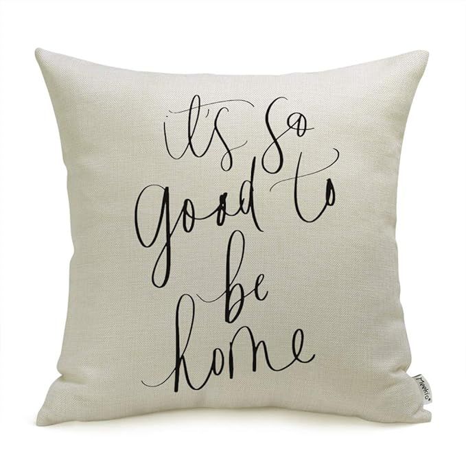 Meekio Farmhouse Pillow Covers with It's So Good to Be Home Quotes 18 x 18 Inch Farmhouse Decor H... | Amazon (US)