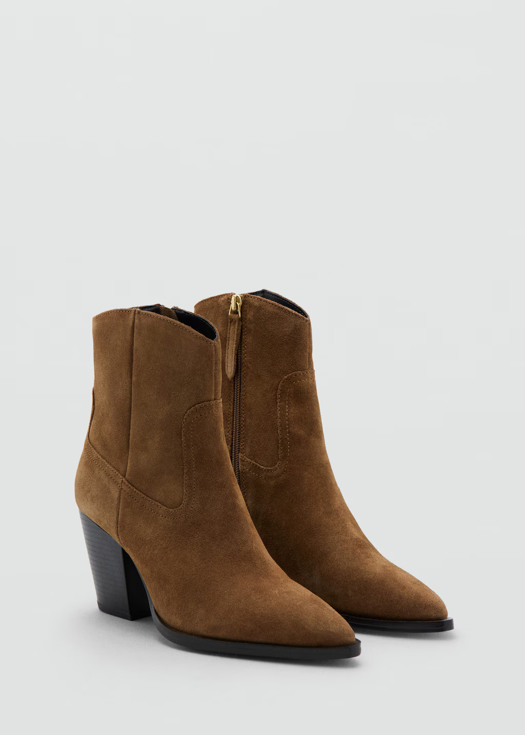 Suede block-heel boots tobacco brown - Woman - 9 - MANGO | Mango (US/MX/AU)
