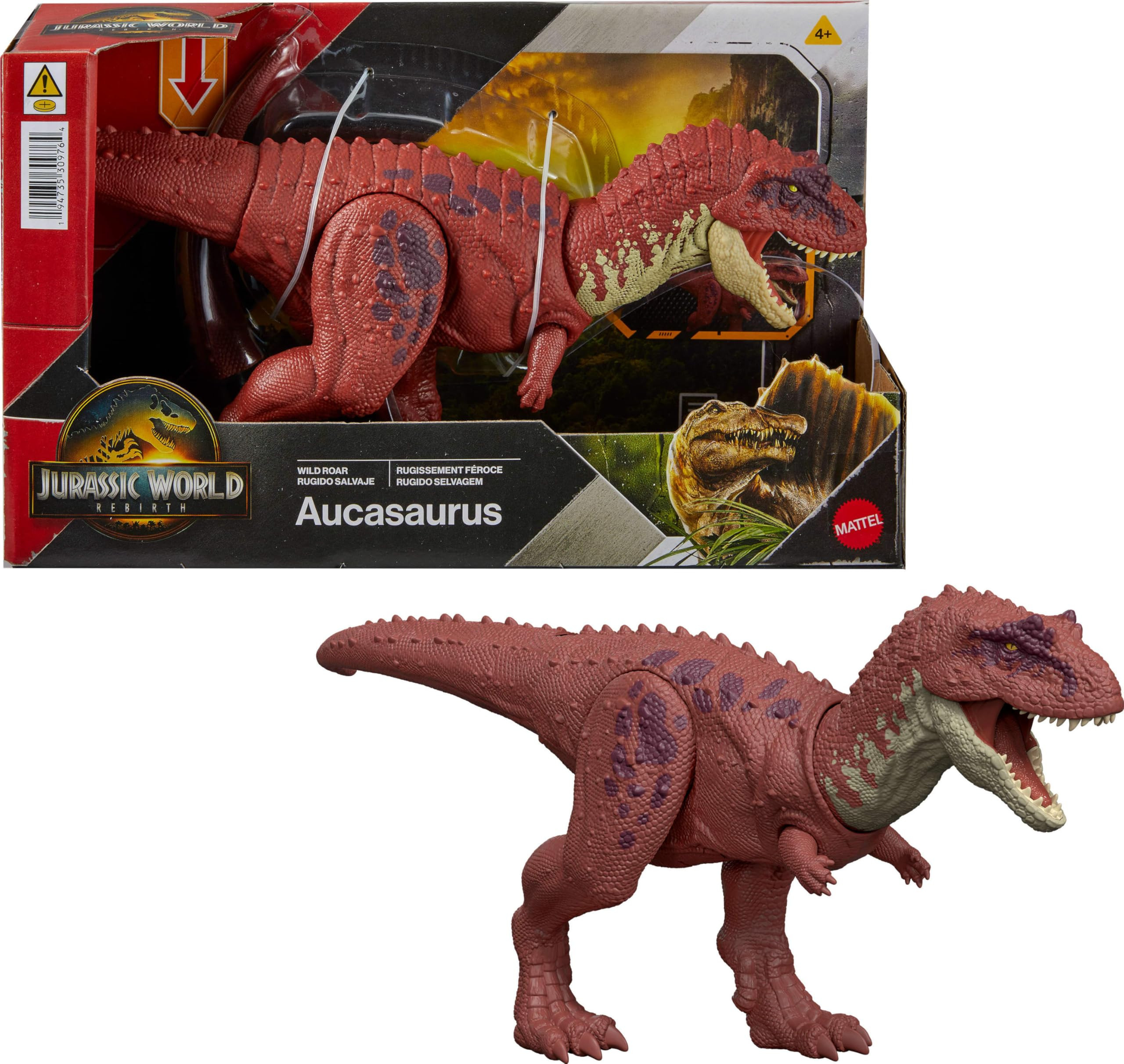 Mattel Jurassic World Rebirth Wild Roar Dinosaur Toy, Aucasaurus with Tail Controlled Chomp, Posa... | Amazon (US)