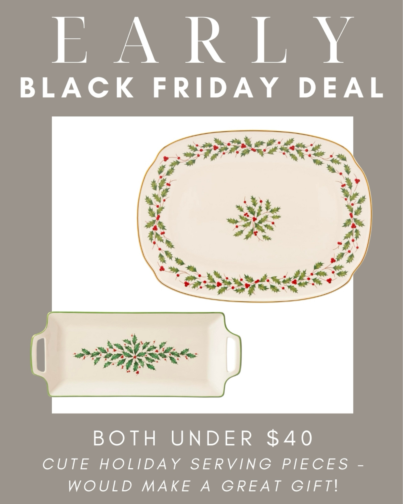 Holiday platters each under $40! This would look great in a holiday table or at a holiday party. Would also make a great gift for the hostess! Grab these today! 

Holiday party, holiday platters, Lenox platter, Lenox holly leaf, holiday serving pieces, holiday table, hostess gifts, gifts for her, gifts for mother-in-law, gifts for mom, Christmas gift, Christmas present, Amazon finds, Amazon deals

#LTKhome #LTKsalealert #LTKHoliday