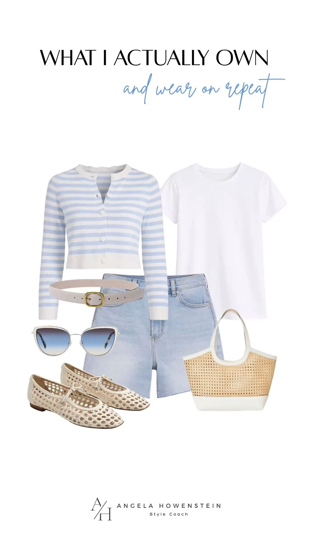 Everyday summer outfit basics I wear on repeat. Jeans shorts and white tee cardigan. 

#LTKootd #LTKOver40