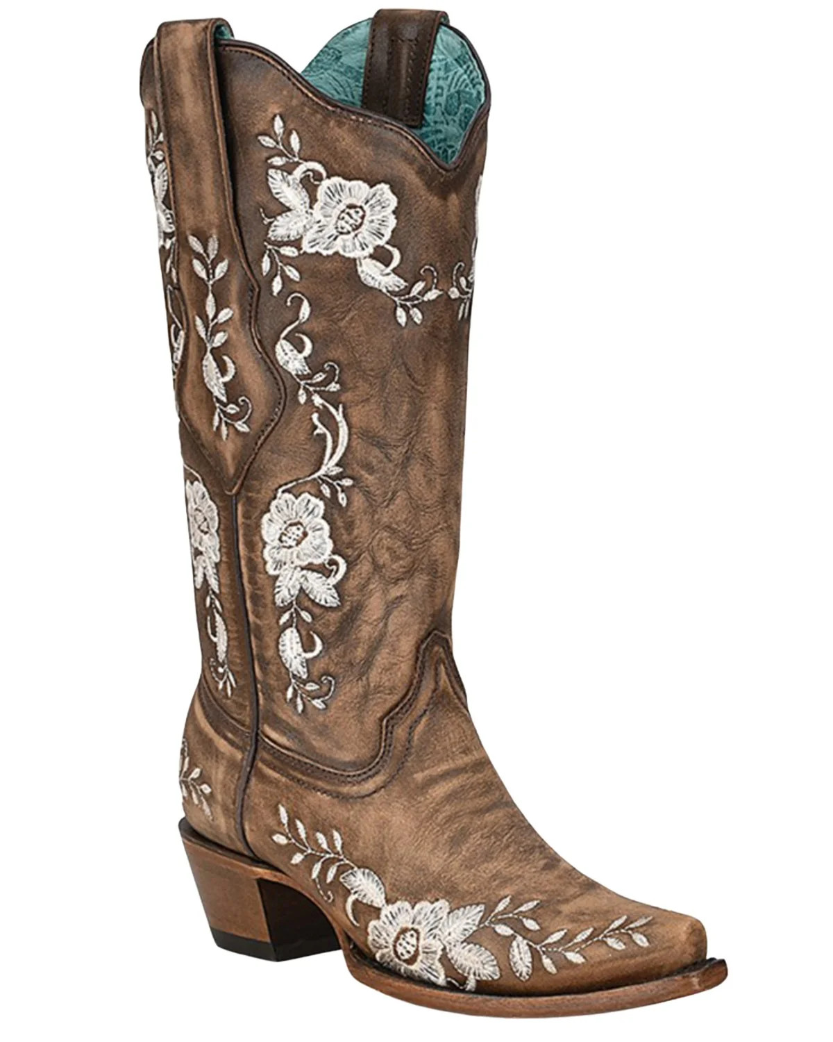 Corral Women's Embroidered Floral Western Boot Snip Toe Brown 7 M  US | Walmart (US)