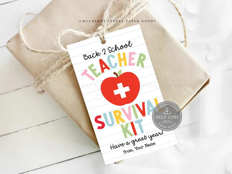Teacher Survival Kit Gift Tag Canva Template, Printable Back to School Gifts for Teachers | Etsy (Global)