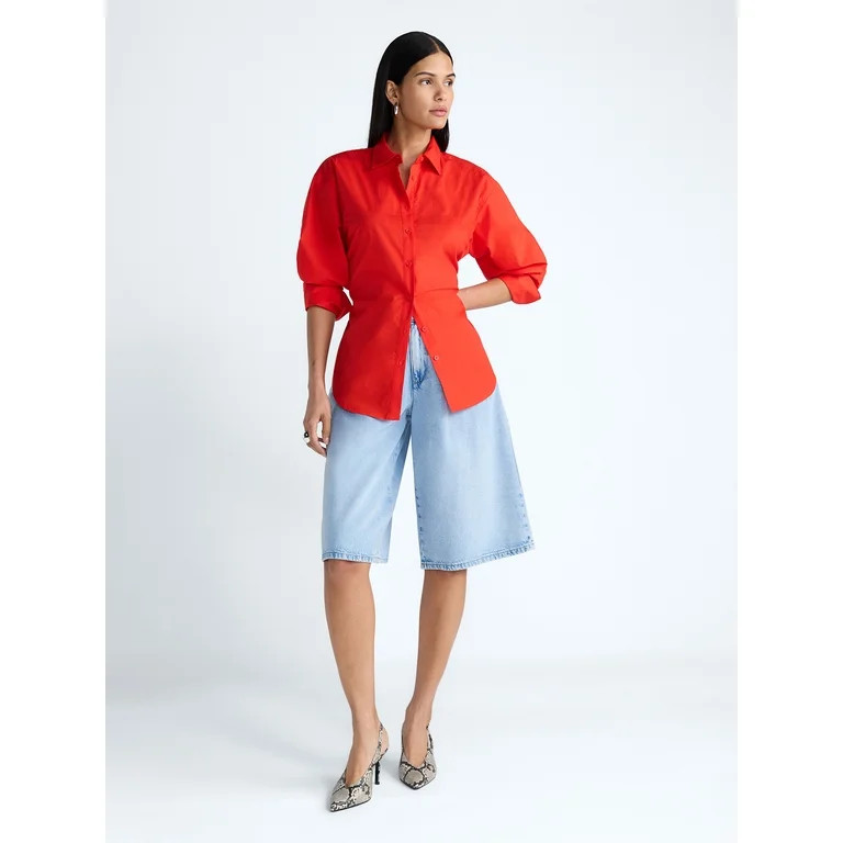 Devil Wears Prada Scoop Collection Women's and Women's Plus Lace Up Cotton Shirt, Sizes XS-4X | Walmart (US)