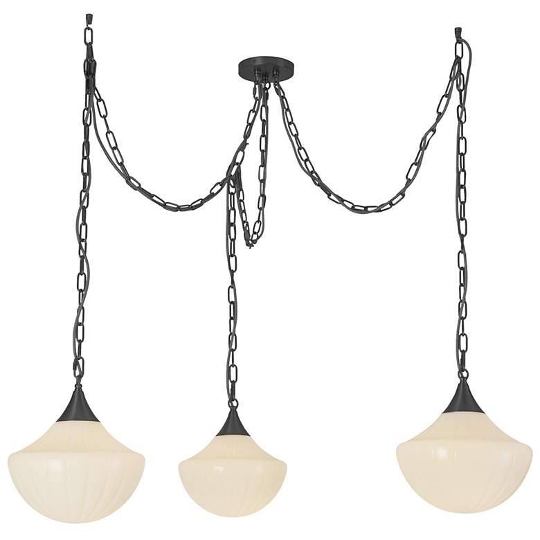 Alora Mood Farrah E26 3-Light Matte Black/Glossy Ribbed Opal Pendant - #2703M | Lamps Plus | Lamps Plus