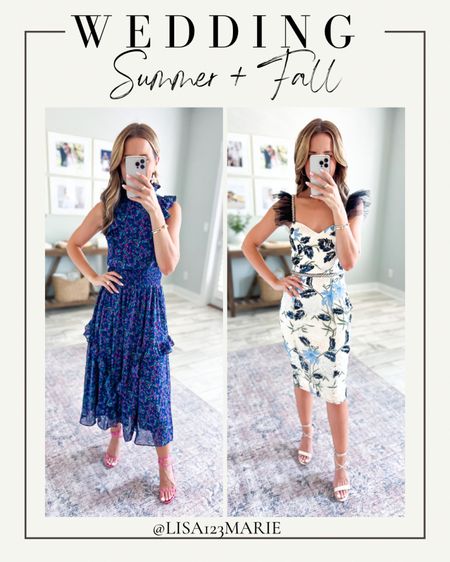 Wedding guest dress. Cocktail dresses. Summer wedding. Floral midi dress. Fall wedding. Floral midi dress. Wedding shower dress. Baby shower dress. Bachelorette party. Date night outfit. Code LISA20 on first time purchase!

*Wearing XXS in left, XS in right. 

#LTKtravel #LTKunder100 #LTKwedding