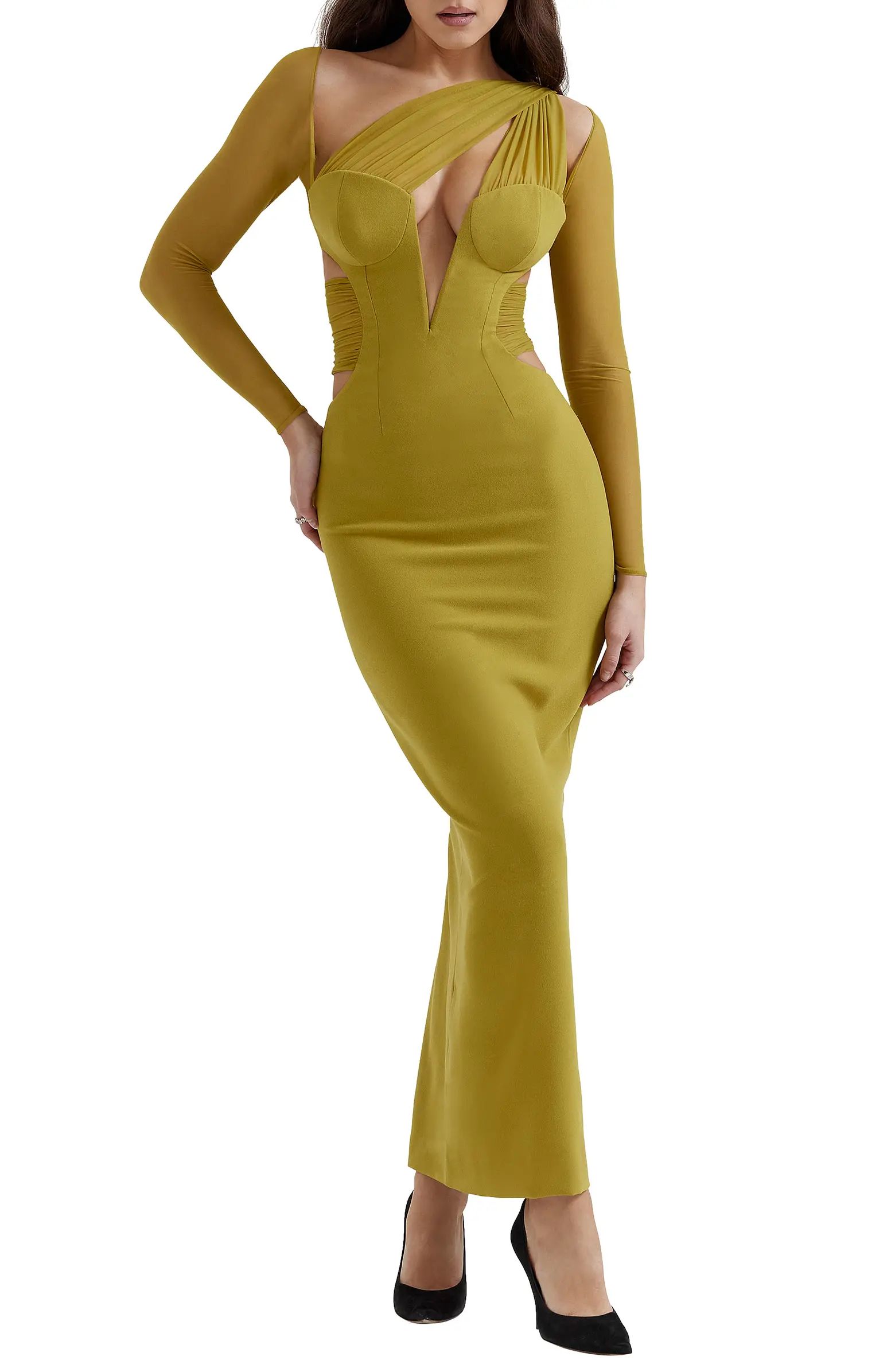 Zahra Asymmetric Cutout Long Sleeve Cocktail Dress | Nordstrom