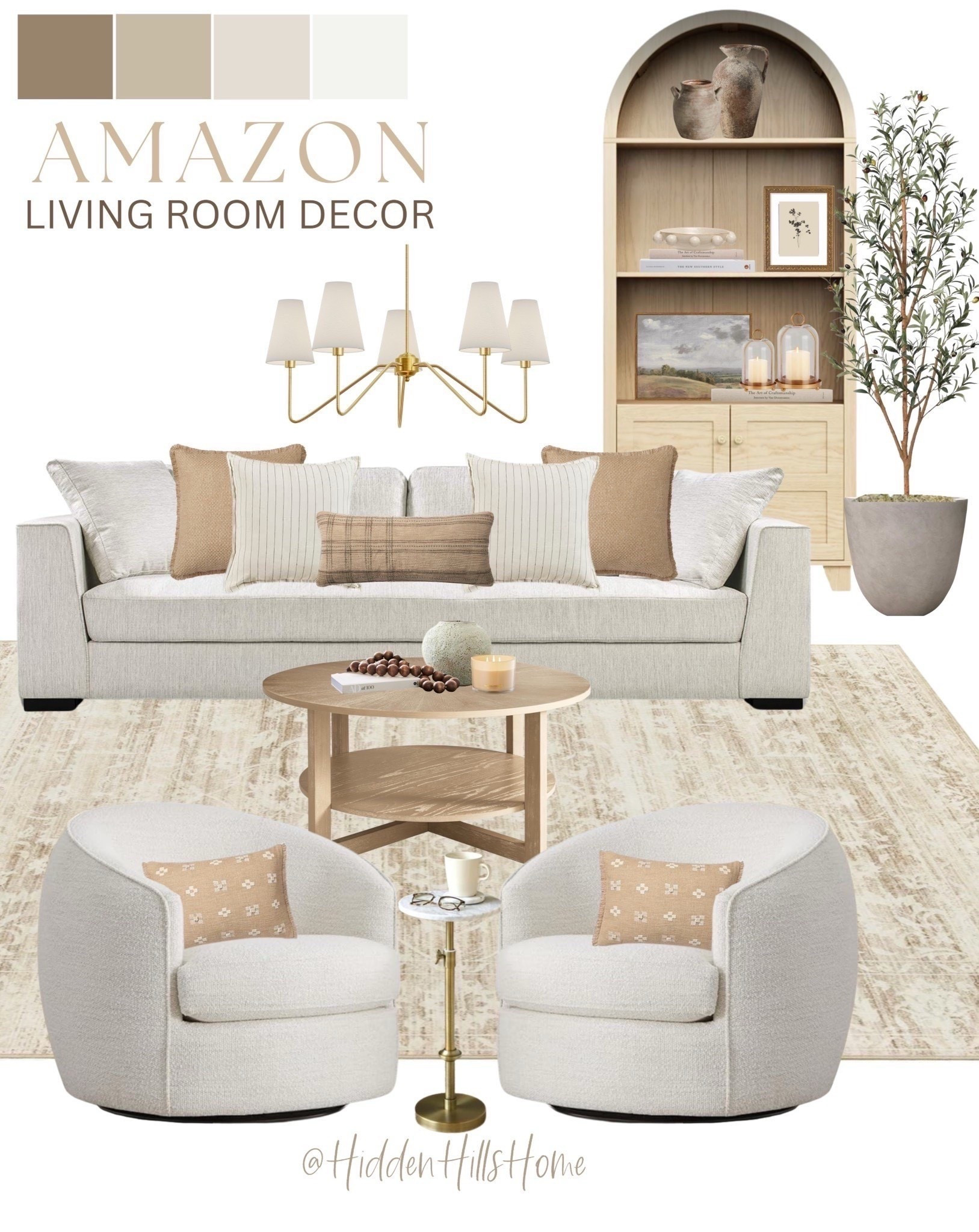 Amazon living room decor, Amazon neutral living room mood board, living room design ideas, living room sofa, swivel chairs, arch cabinet #livingroom



#LTKHome #LTKSaleAlert