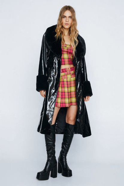 Faux Fur Collar Vinyl Trench | Nasty Gal UK (+IE)