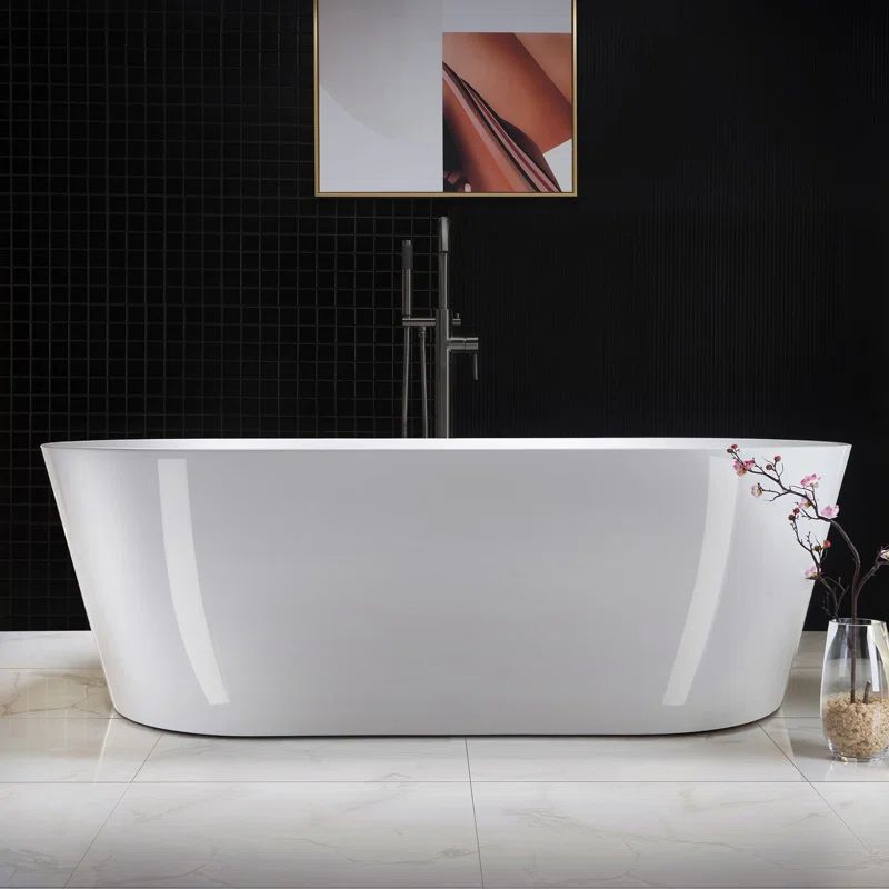 B1701 -MB-Drain &O 71" x 32" Freestanding Soaking Acrylic Bathtub | Wayfair Professional