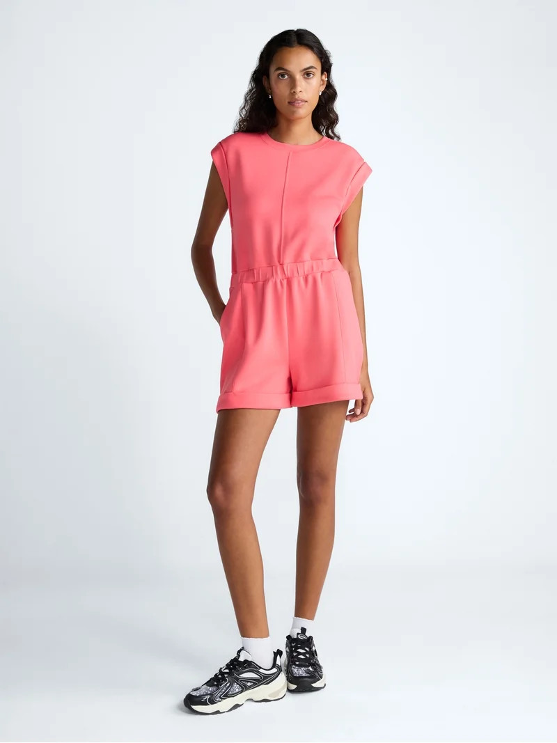 Scoop Women's and Women's Plus Scubaknit Crewneck Romper, Sizes XS-4X | Walmart (US)