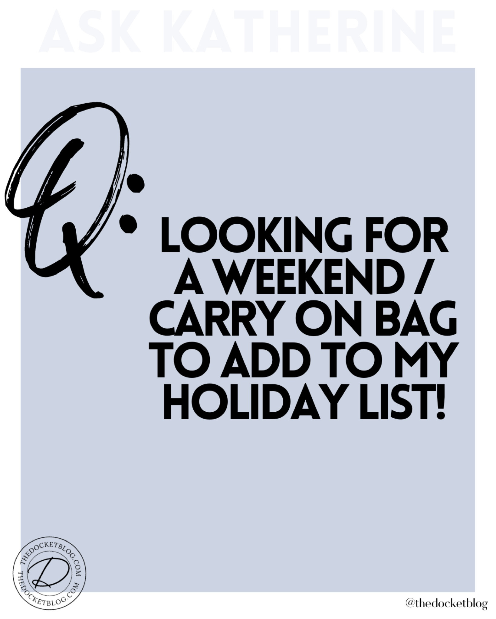 Weekender and Carry On Bags 



#LTKHoliday #LTKSeasonal #LTKtravel