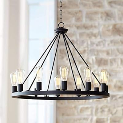 Lacey Black Wagon Wheel Chandelier 28" Wide Modern Industrial Rustic Open Round Frame LED 12-Ligh... | Amazon (US)