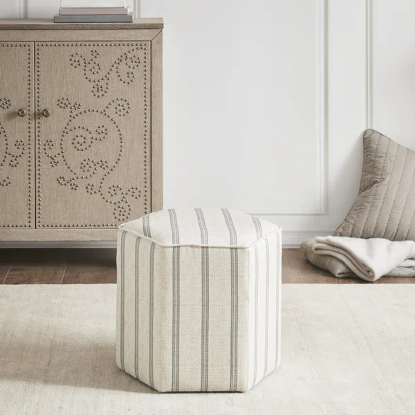 Ellen 18" Striped Cube Ottoman | Wayfair North America