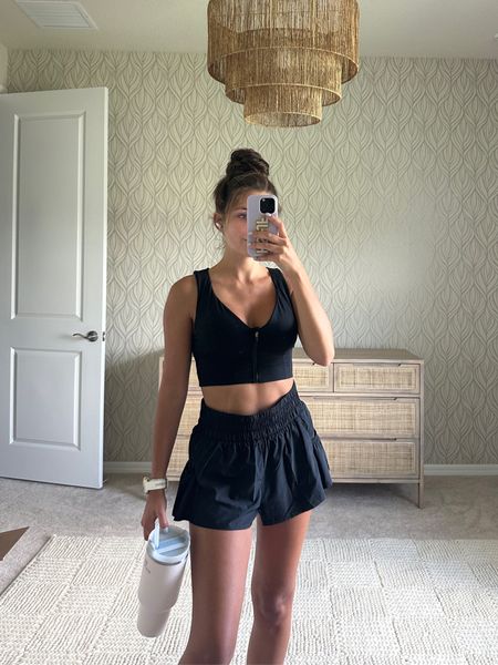 Running outfit of the day! FP movement sports bra & get your flirt on shorts 🖤 use code HANNAHANN25 for 25% off the sports bra! 

#LTKstyletip #LTKsalealert #LTKFind