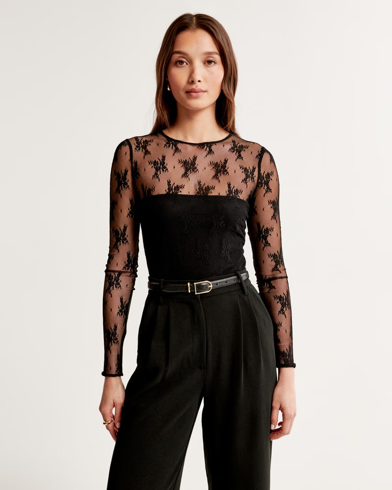 Long-Sleeve Lace Bodysuit | Abercrombie & Fitch (US)