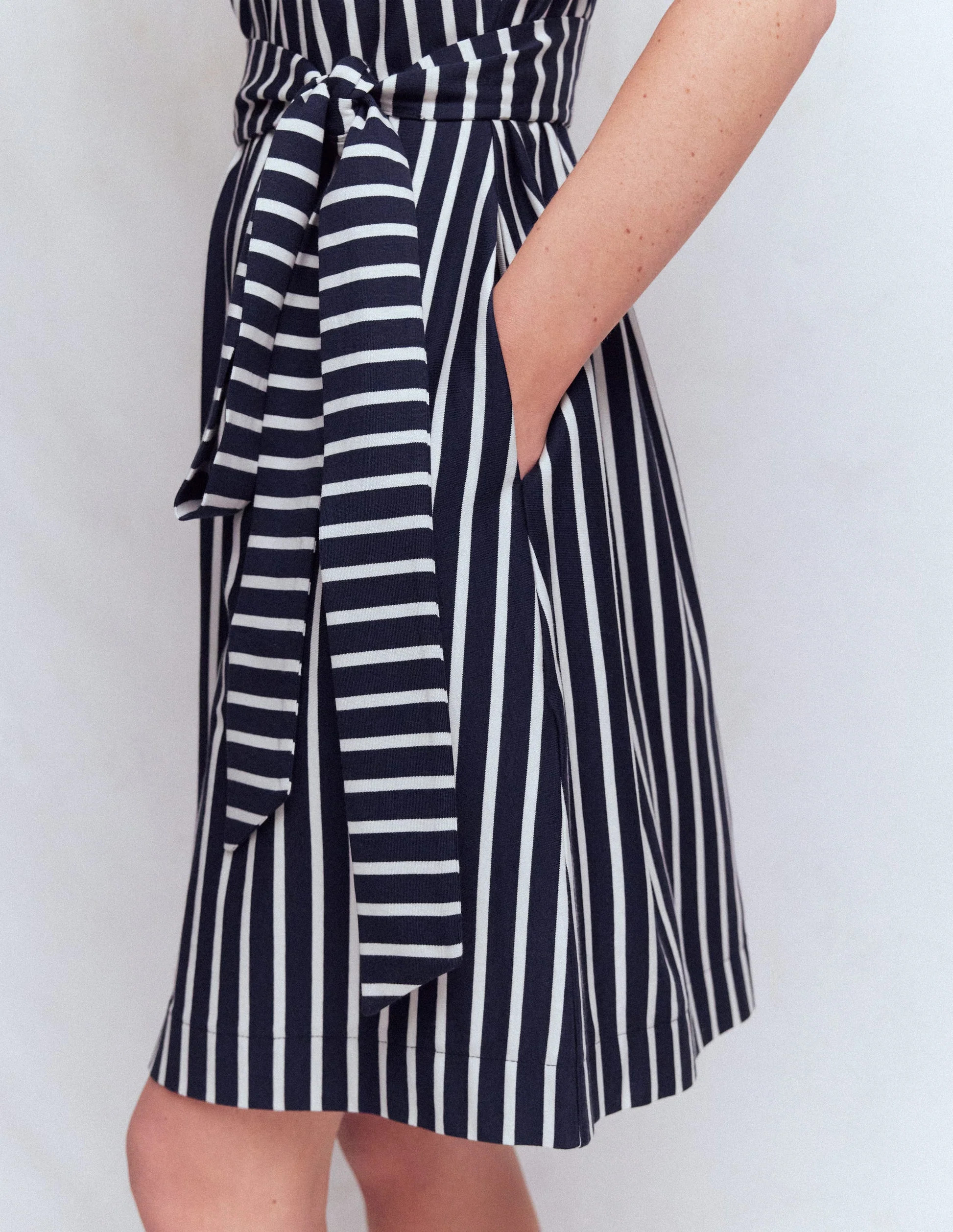 Honor Short Jersey Shirt Dress-Navy and White Stripe | Boden (US)