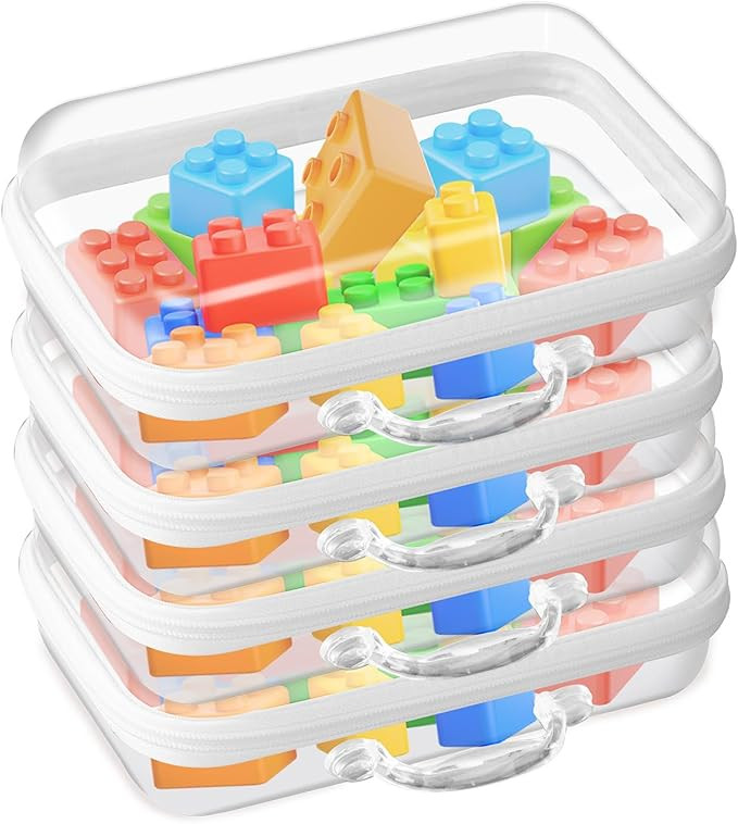 Zippered Pouch Hard, Stackable Large Capacity Clear Bliss Storage Bin with Handle - Durable PVC T... | Amazon (US)