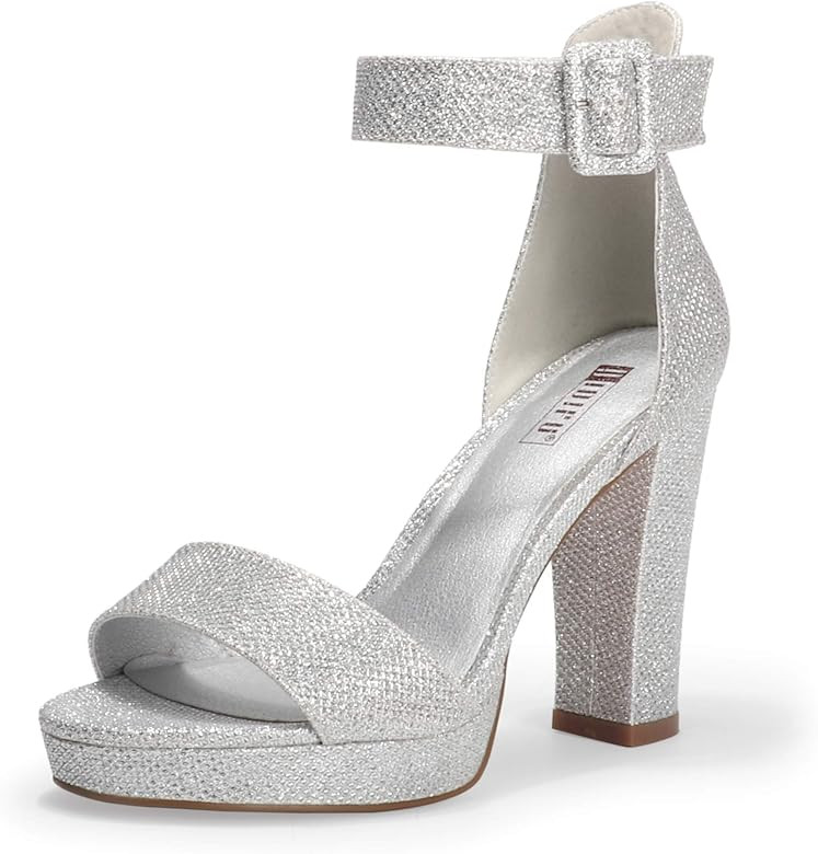 IDIFU Women's IN4 Sabrina Platform Chunky High Heels Ankle Strap Heeled Sandals Wedding Party Dress  | Amazon (US)