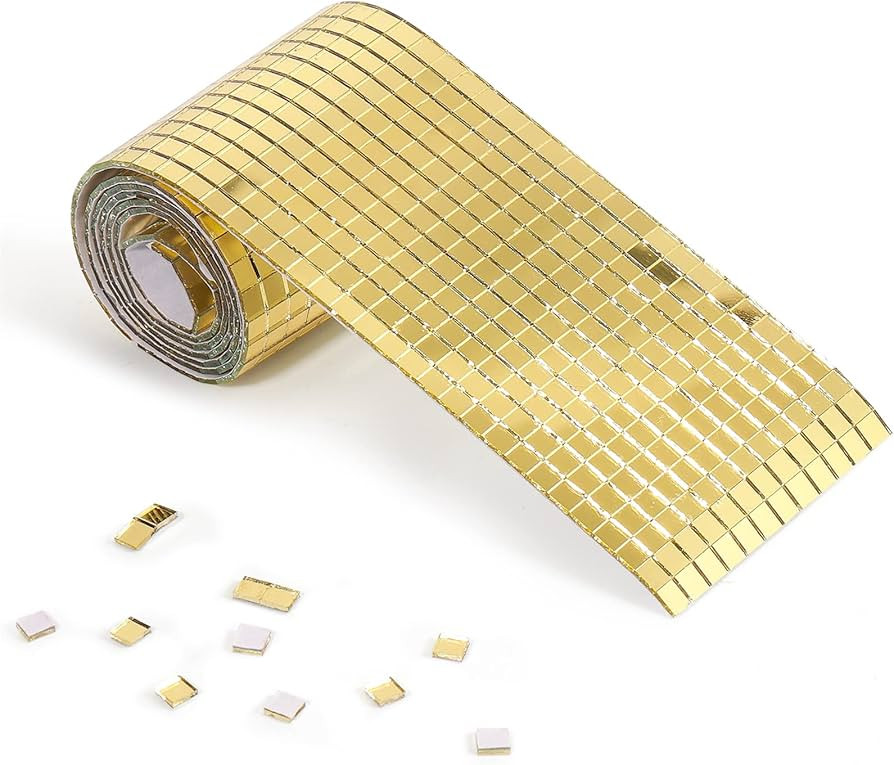 PP OPOUNT 2160 PCS Disco Ball Tiles, 1 Roll 5 x 5 mm Self-Adhesive Mirror Tiles, Glass Mosaic Til... | Amazon (US)