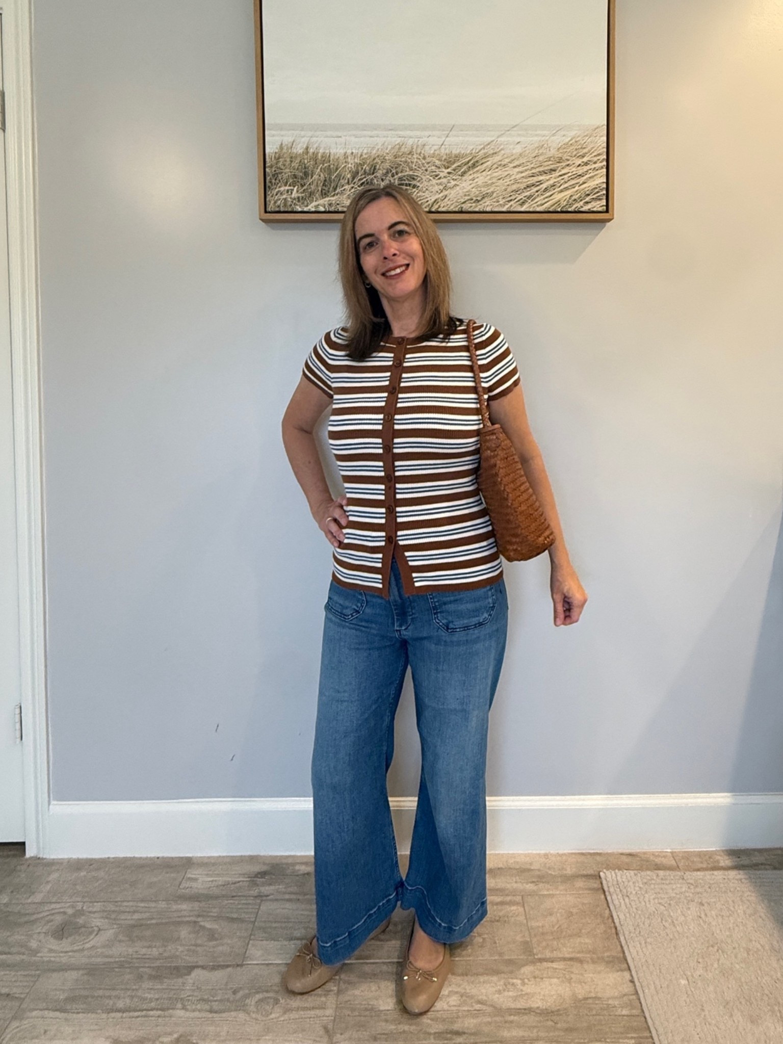 Today’s Sunday outfit I’m a @Madewell short sleeve button down cardigan with wide leg jeans and ballet flat shoes. - women’s fall outfit | Fall fashion | fall outfits women over 50

#LTKxMadewell

#LTKPetite #LTKOver40