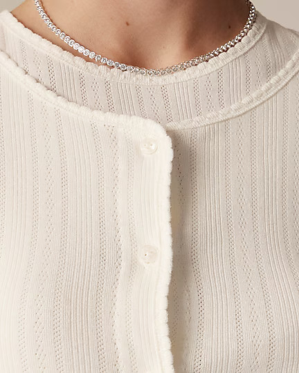 Pointelle crewneck cardigan | J. Crew US