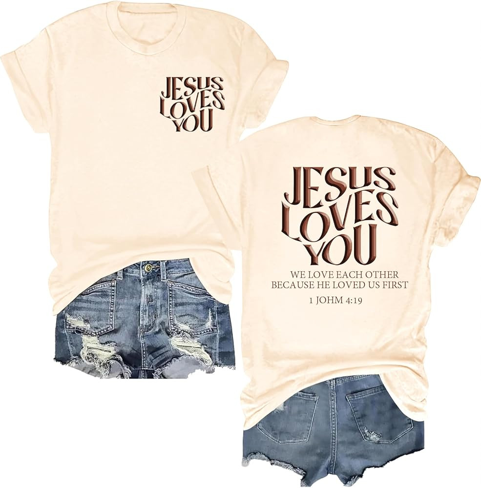 Christian Shirts for Women Faith Jesus Shirt Bible Verses Inspirational Short Sleeve Graphic Tee ... | Amazon (US)