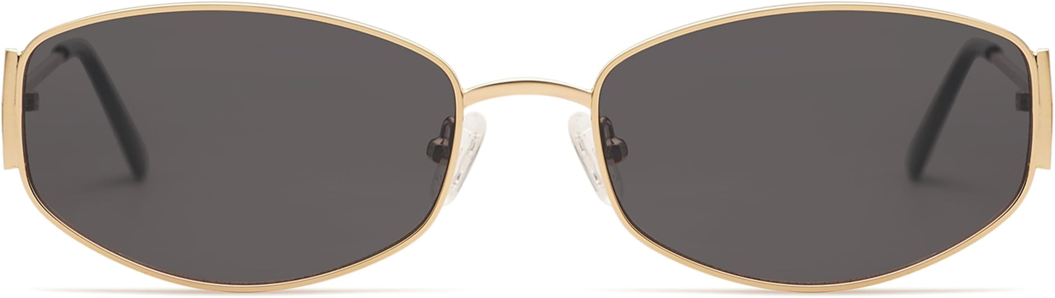 Retro Oval Sunglasses For Women Men Hexagonal Rectangle Metal Frame Sun Glasses AP3625 | Amazon (US)