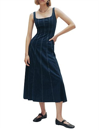 Reformation Amory Denim Midi Dress | David Jones | David Jones (Australia & New Zealand)