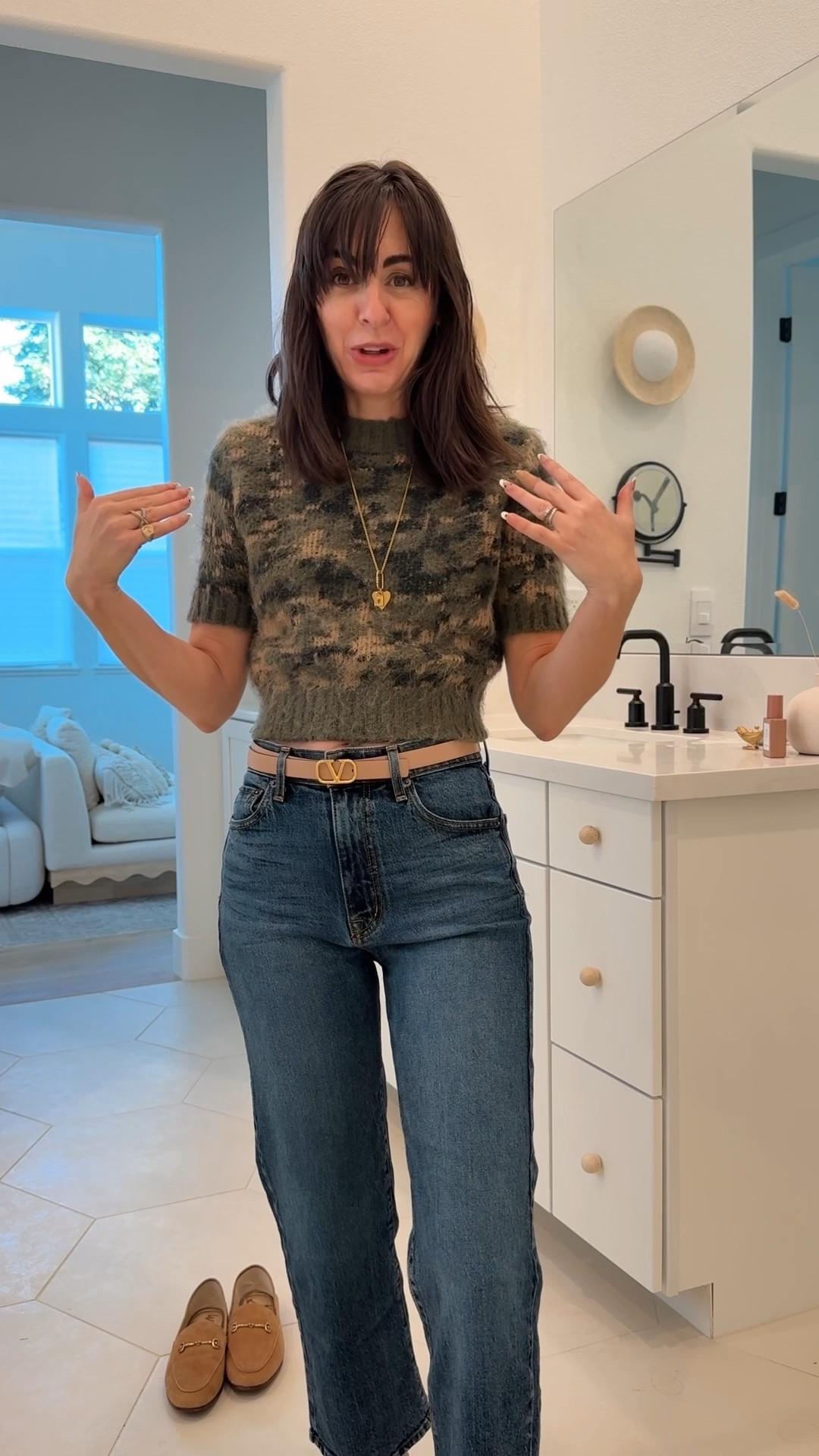 I’m the fashion blogger, but I’ve been influenced by my teenage boys to buy camo. Making it my own with classic accessories and still saving boat loads over the price of the Abercrombie sweatpants. I just bought for them. 