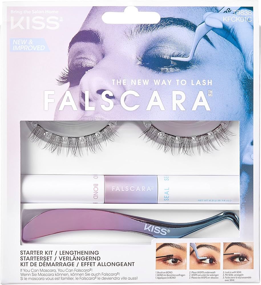 KISS Falscara D.I.Y. Lash Extension Starter Kit With 10 Eyelash Lengthening Wisps, Applicator and... | Amazon (US)