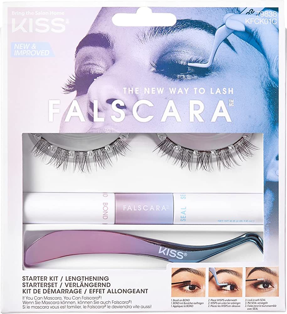 KISS Falscara DIY Lash Extension Starter Kit With 10 Eyelash Lengthening Wisps, Applicator and Bo... | Amazon (US)