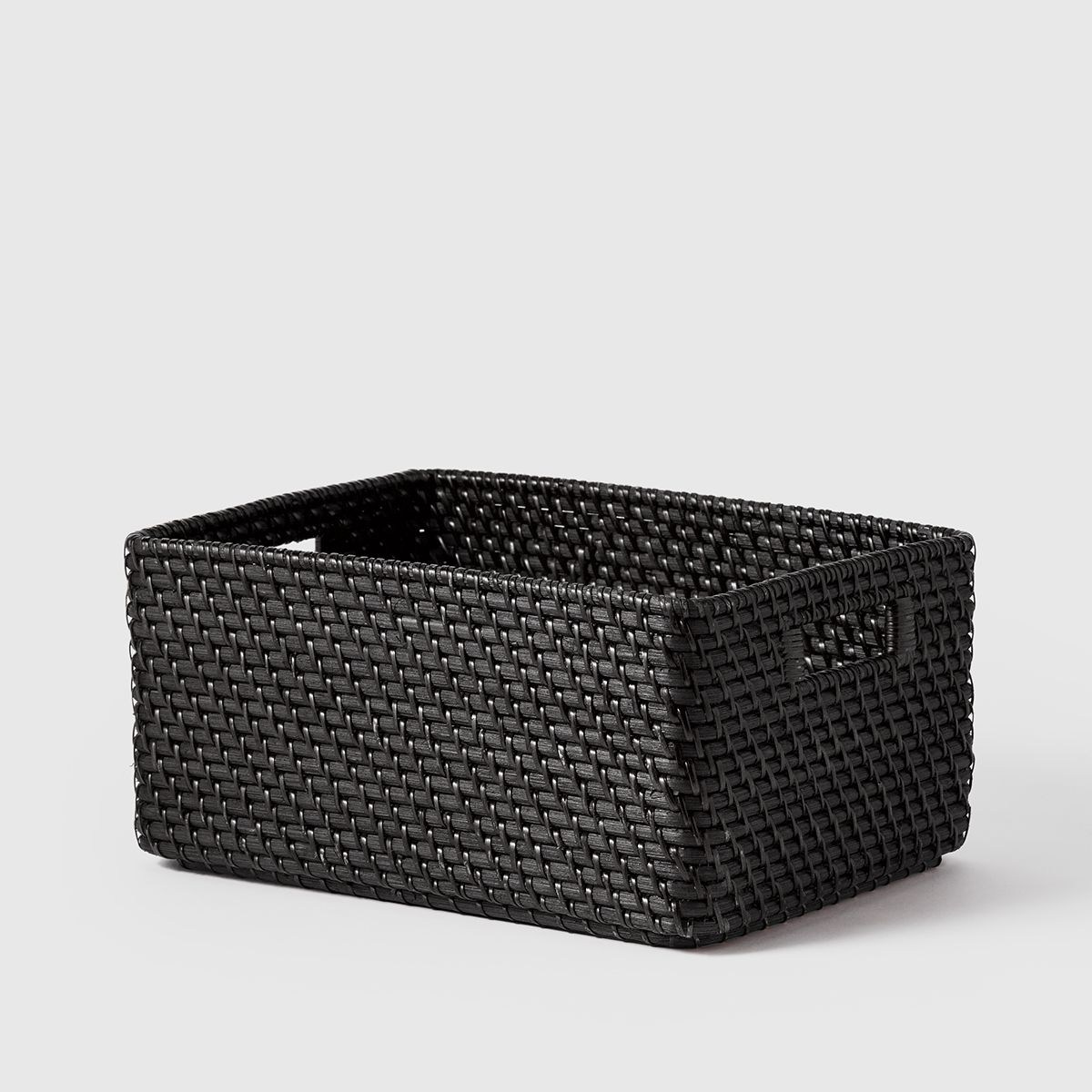 Marie Kondo Large Ori Curved Rattan Bin Ink Black | The Container Store