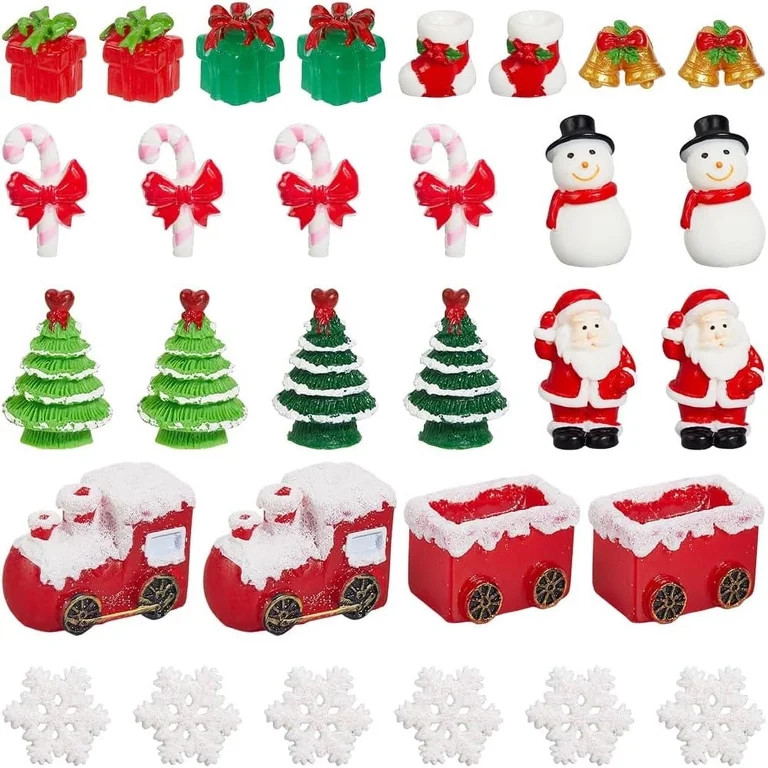 48Pcs Miniature Snowman Mini Santa Claus Figurines Christmas Miniatures Xmas Tree Socks Snowflake... | Walmart (US)