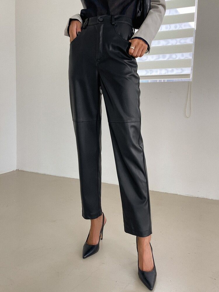 DAZY High Waist PU Leather Pants | SHEIN