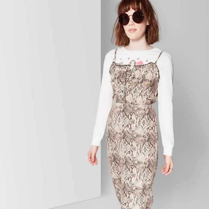 Women's Strappy Tie Front Midi Slip Dress - Wild Fable™ Brown | Target