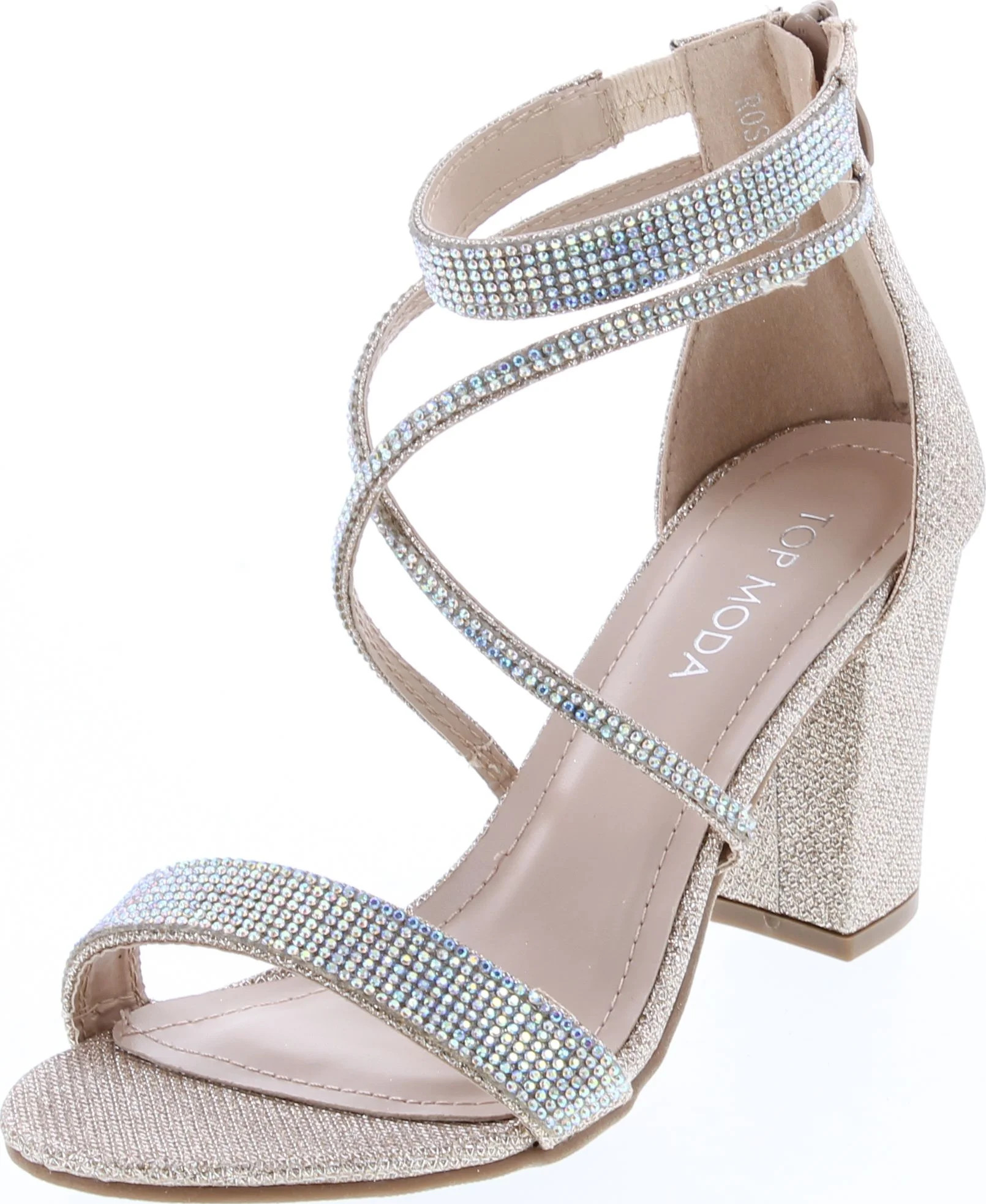 Top Moda Dressy/Formal Sandals High Heel Ankle Strap Open Toe Sandals, Champagne, 9 - Walmart.com | Walmart (US)