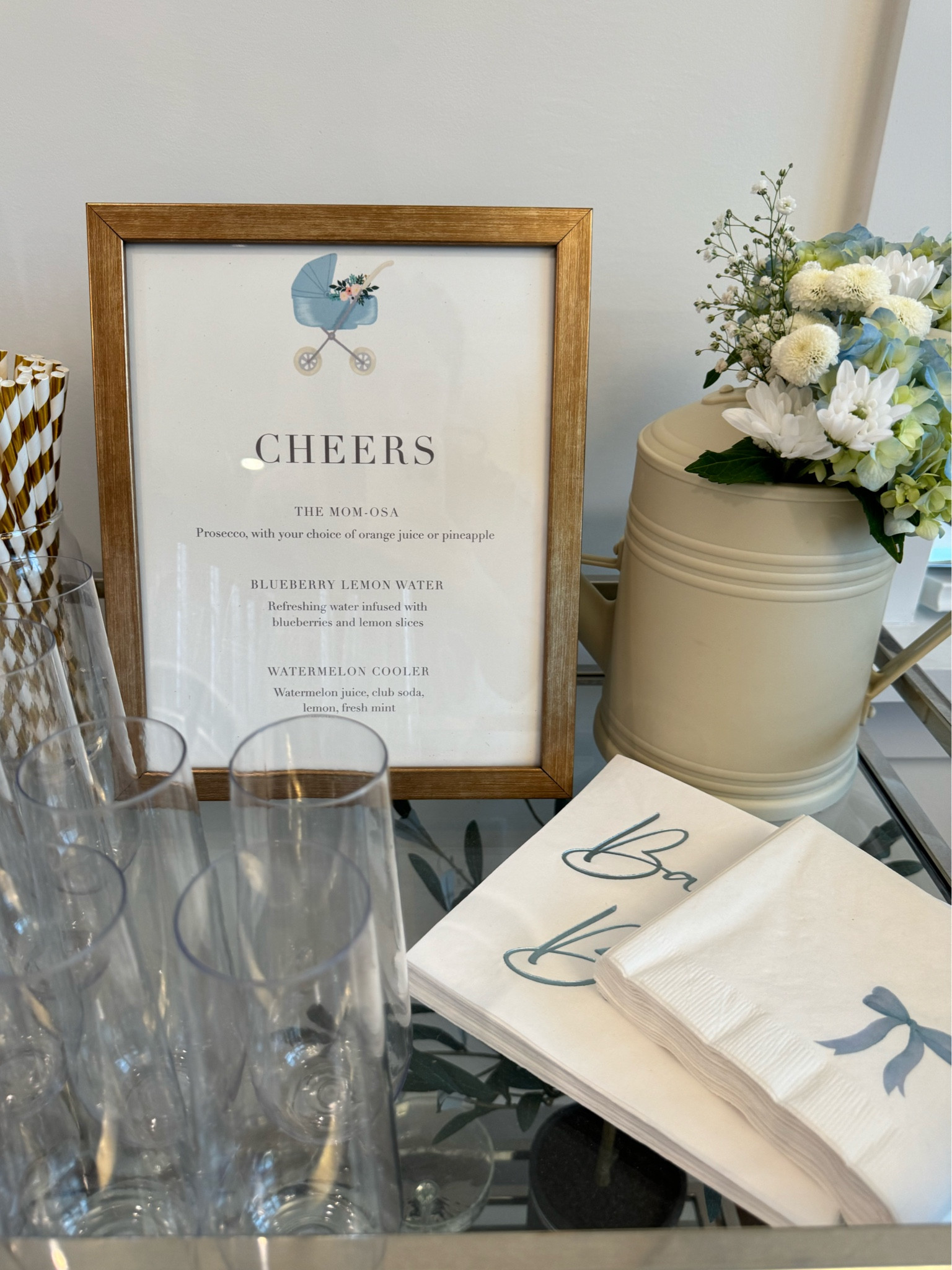 Baby shower bar cart display 

#LTKHome #LTKBaby #LTKFindsUnder50