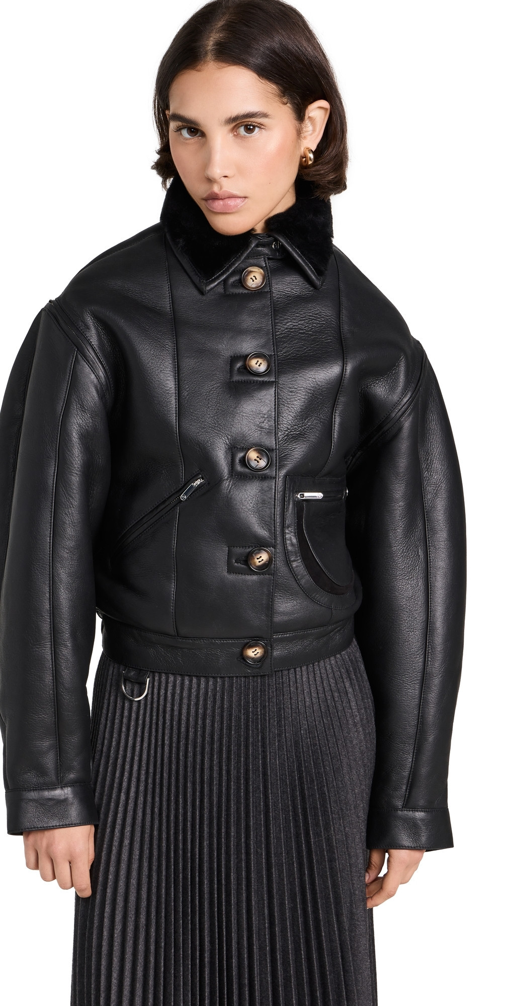 Saks Potts Maiken Leather Jacket Black L | Shopbop