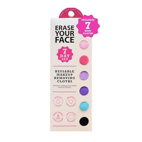 ERASE YOUR FACE Makeup Remover Cloths - Reusable Microfiber Face Towels to Cleanse & Remove Makeup - Water Activated, Dual-Sided Design for Easy Use (7 Count) | Amazon (US)