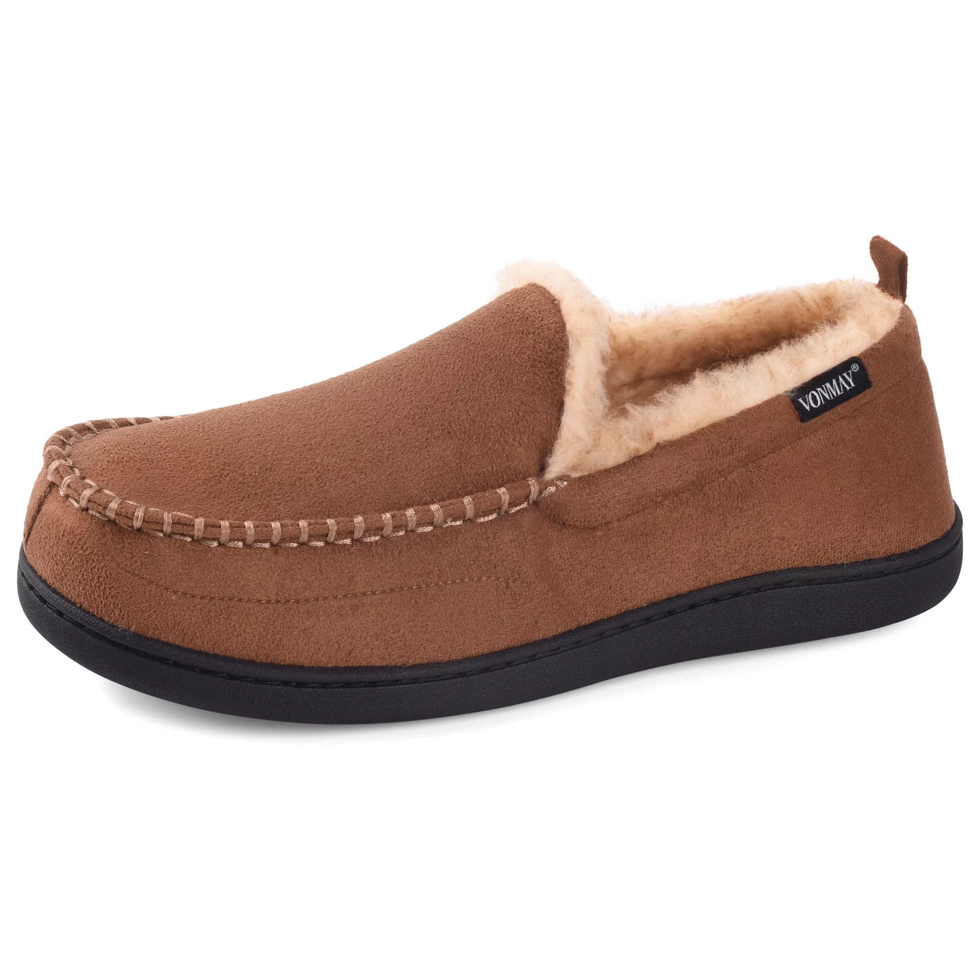 VONMAY Men's Moccasin Slippers Fuzzy Indoor Outdoor House Shoes | Walmart (US)