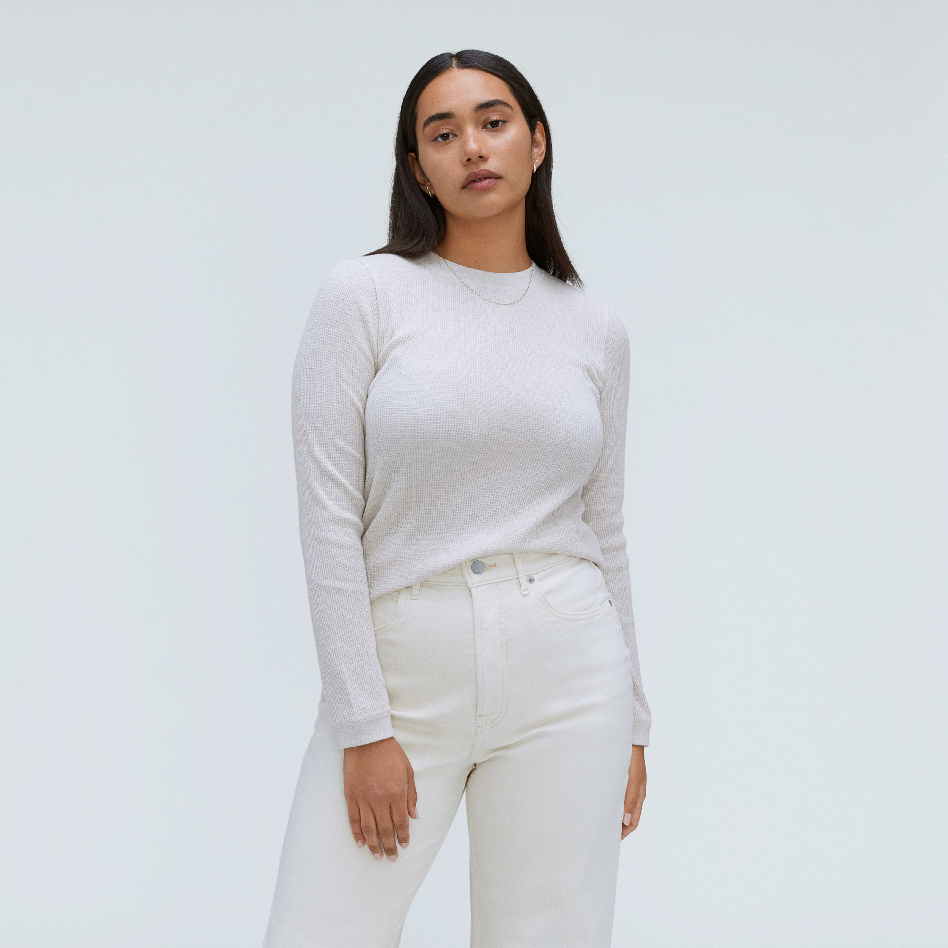 Women's Organic Cotton Waffle T-Shirt by Everlane in Heathered Tan, Size XL | Everlane